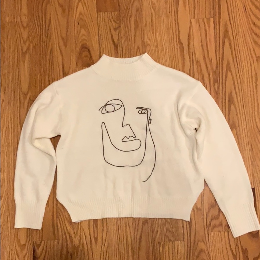 Line Art Cropped Sweater